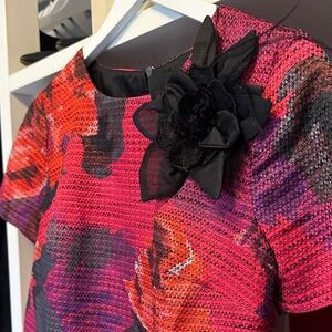 Trina Turk Metallic Black Rose Accent Top